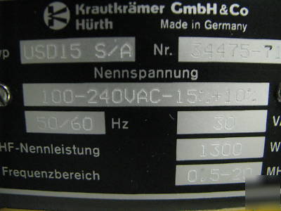 Krautkramer branson USD15S/a ultrasonic test system