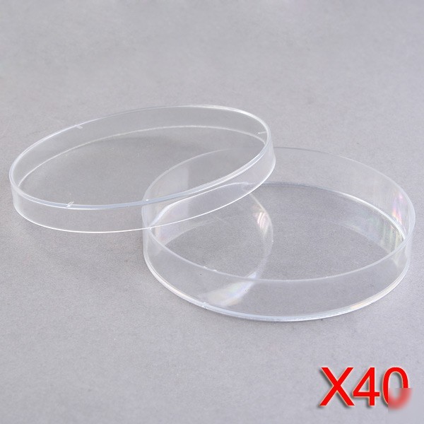 40 sealed plastic petri dishes with lids for laboratory
