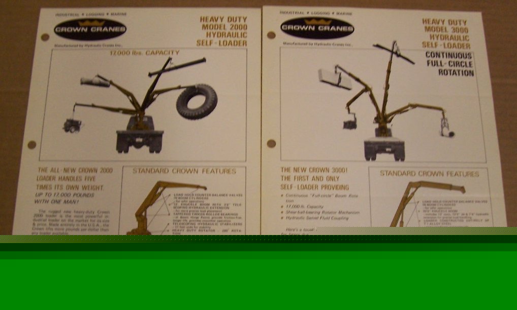 Crown cranes 1971 hydraulic loader sales brochure lot
