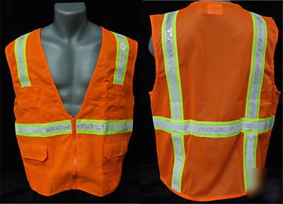 Hi-viz org muli-pocket solid non-ani safety vest-med