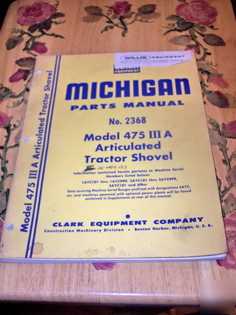 Michagan 475 tractor shovel parts manual