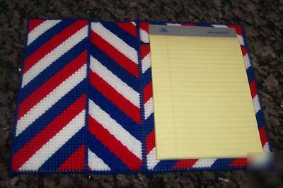 New uniq handmade memo pad holder + pad red white blue