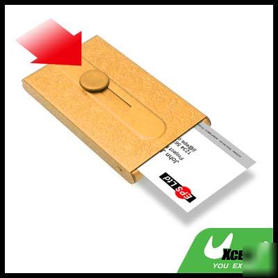 Metallic cool auto-slide business card holder golden