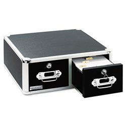 New vaultz locking 5 x 3 two-drawer index card box, ...