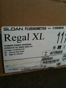 Sloan regal 111 xl flush valve 1.6 gpf. full case of 6