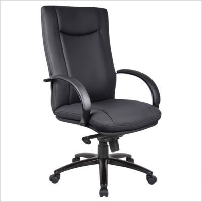 High back exec chair knee-tilt base fabric chrome tan