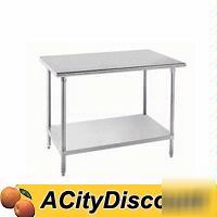 24X72 stainless worktable w galvanized legs, undershelf