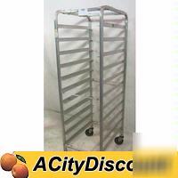 Aluminum full size sheet pan rack holds 11 pans