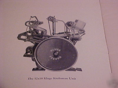 Antique parts catalog kluge automatic job press feeder