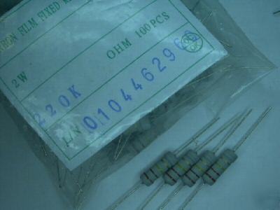 100PCS 200K ohm 2 watt 2W resistor axial carbon film