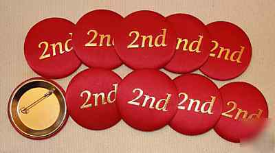 2ND place pin back award buttons - lot of 10