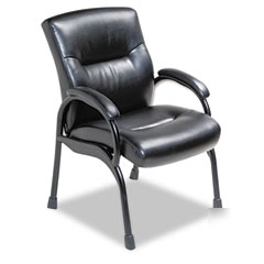 At a glance plano leather guest chair with tubular ste