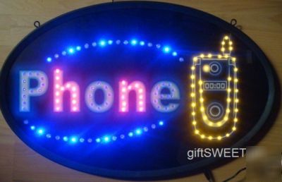 Led sign phone,oval,brighten than neon.blinking/chasing