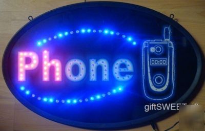 Led sign phone,oval,brighten than neon.blinking/chasing