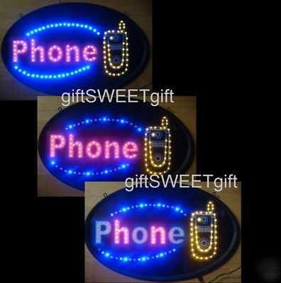 Led sign phone,oval,brighten than neon.blinking/chasing