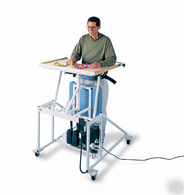 Electric stand-in tables help re-teach standing rehab