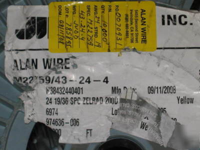 Judd 24AWG 200C spc zelrad wire M22759/43-24-4 QTY8800'