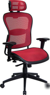 Mesh chair + headrest + infinite knee tilt mechanism 