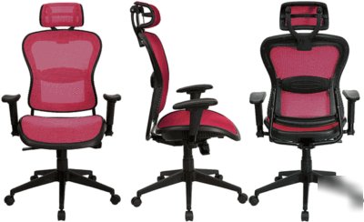 Mesh chair + headrest + infinite knee tilt mechanism 