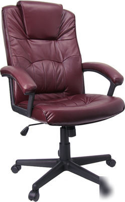 New burgundy leather chair office computer desk swivel 