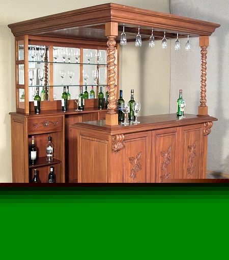 6FT solid mahogany canopy home pub bar w rails & mirror