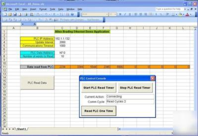 Import data from an allen bradley ethernet plc to excel