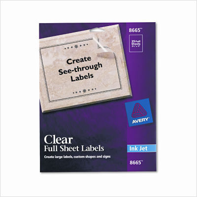 Ink jet address labels, 8-1/2 x 11, clear, 25/pack