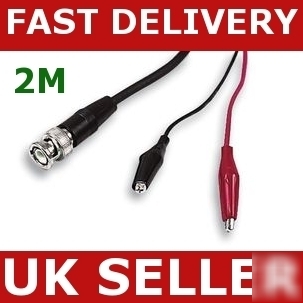 New 2M bnc to 2X crocodile clip test lead croc cable 