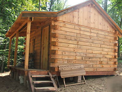 Small white pine log cabin kit 16' x 20' free shipping