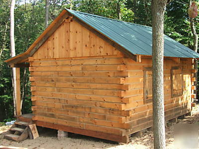 Small white pine log cabin kit 16' x 20' free shipping