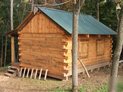 Small white pine log cabin kit 16' x 20' free shipping