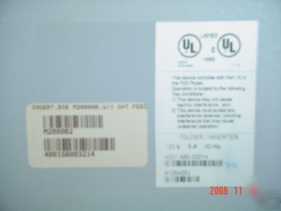 Hasler M2000 folder inserter, warranty, free shipping