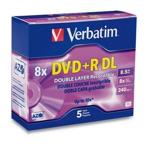Verbatim 95311 -5PK dvd+r dl 8X 8.5GB bra