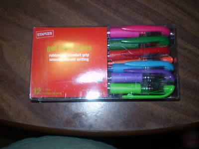 12 staples gel stick pens various colors nip
