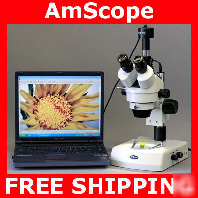 3.5-90X trinocular zoom microscope dual halogen +camera
