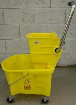 Commercial restaurant yellow caution mop bucket ringer