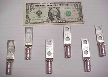 New lot of 6 t&b copper 1/0 cable lugs 256-30695-1162P 