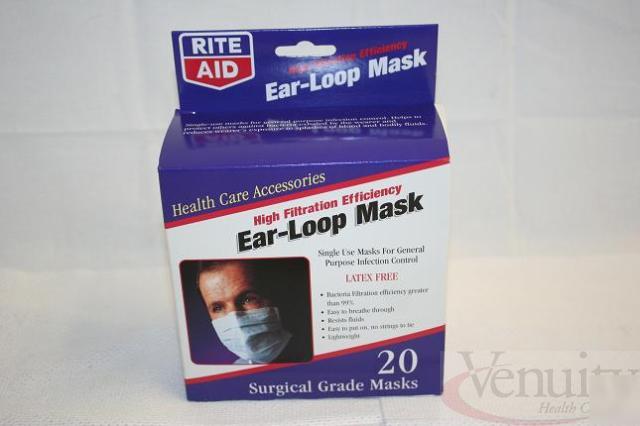 Rite-aid high filtration efficiency ear-loop mask bx/22