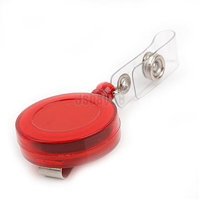 Retractable id card badge w/ clipholder cable reel -red