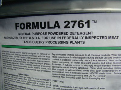 Zep formula 2761 detergent food processing plants $953