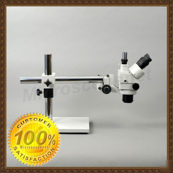 Trinocular stereo zoom microscope 3.5X~90X w boom stand