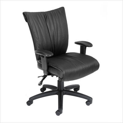 Boss office mid back leather plus chair w/ seat slider