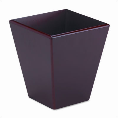 Rolodex wood tones wastebasket, square, wood, mahogany