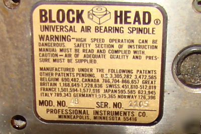 Block head 4B universal air bearing spindle