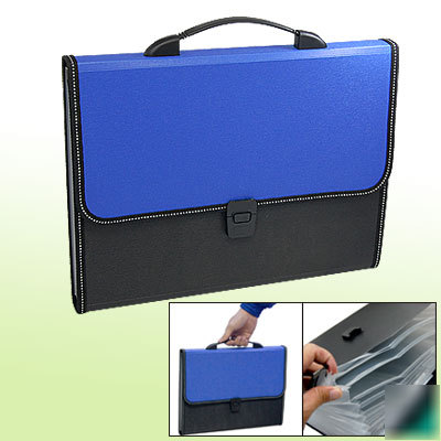 Hand 13 slots plastic document bag organizer blue black