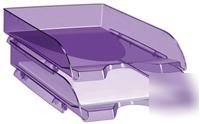 Clear lilac clear perspex desk stackable letter tray