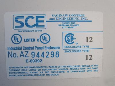 Saginaw type 12 two door enclosures no. az 944298