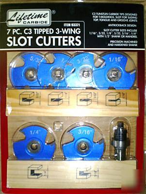 Lifetime carbide 7 pc. C3 tipped 3-wing slot cutters 