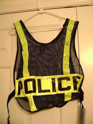 Police safety reflective vest blue softmesh adjustable 