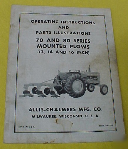 Allis chalmers 70 80 series plow parts oem manual